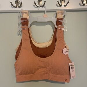 NWT DANSKIN 3-pack orange, brown, and cream ribbed bralettes